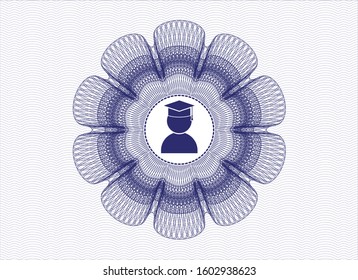 Blue linear rosette with graduation icon inside