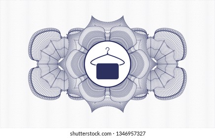 Blue linear rosette with hanger with towel icon inside