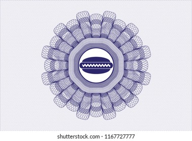 Blue linear rosette with hot dog icon inside