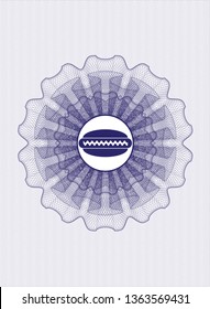 Blue linear rosette with hot dog icon inside