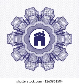 Blue linear rosette with house icon inside