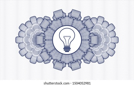 Blue linear rosette with idea icon inside