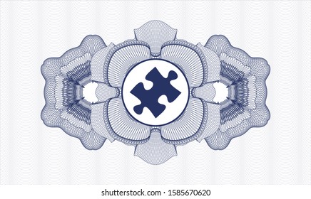 Blue linear rosette with jigsaw puzzle piece icon inside
