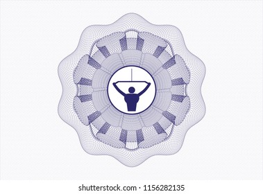 Blue linear rosette with lat pull down, exercise icon inside