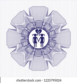 Blue linear rosette with lesbian love icon inside