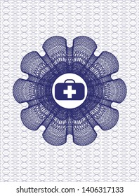 Blue linear rosette with medical briefcase icon inside