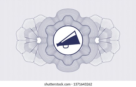 Blue linear rosette with megaphone icon inside