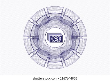Blue linear rosette with money icon inside