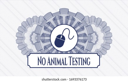 Blue linear rosette with mouse icon and No Animal Testing text inside