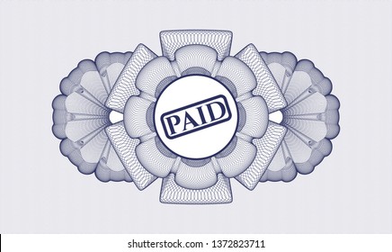 Blue linear rosette with paid icon inside