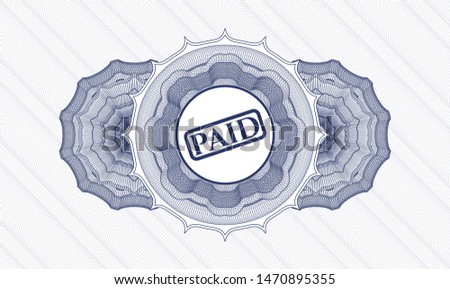 Blue linear rosette with paid icon inside