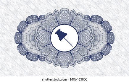 Blue linear rosette with paper pin icon inside