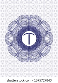Blue linear rosette with pickaxe icon inside