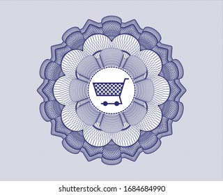 Blue linear rosette with shopping cart icon inside