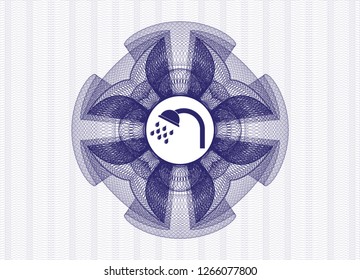 Blue linear rosette with shower icon inside