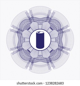 Blue linear rosette with soda can icon inside