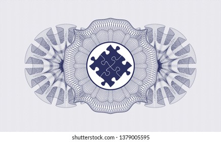 Blue linear rosette with solution icon inside