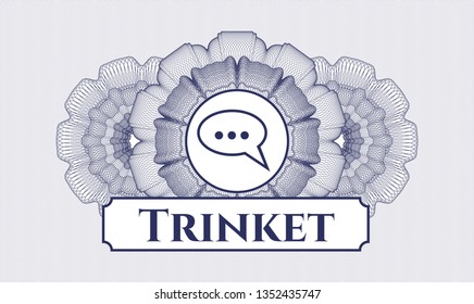 Blue linear rosette with speech bubble icon and Trinket text inside