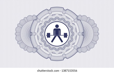 Blue linear rosette with sumo deadlift icon inside