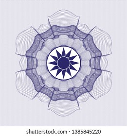 Blue linear rosette with sun icon inside
