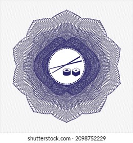 Blue linear rosette. with sushi icon inside