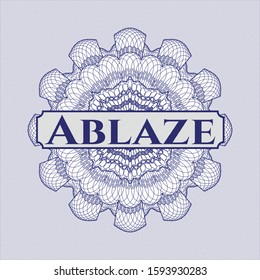 Blue linear rosette with text Ablaze inside