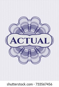 Blue linear rosette with text Actual inside