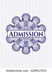 Blue linear rosette with text Admission inside