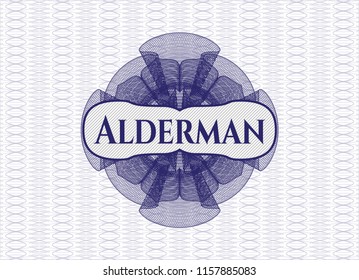 Blue linear rosette with text Alderman inside