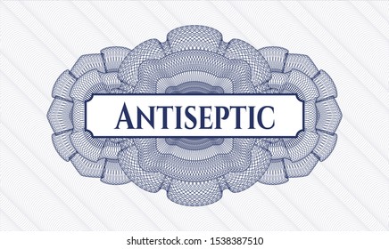 Blue linear rosette with text Antiseptic inside