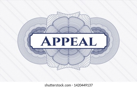 Blue linear rosette with text Appeal inside