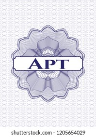 Blue linear rosette with text Apt inside