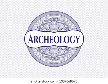 Blue linear rosette with text Archeology inside