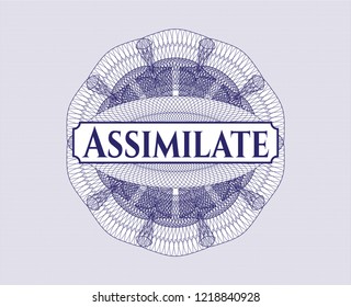Blue linear rosette with text Assimilate inside