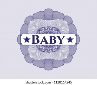 Blue linear rosette with text Baby inside