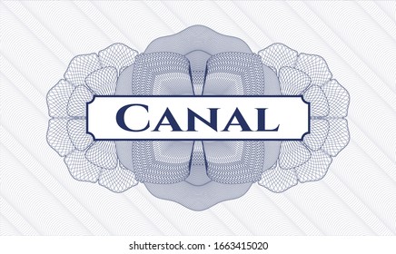 Blue linear rosette with text Canal inside