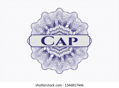 Blue linear rosette with text Cap inside