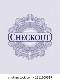 Blue linear rosette with text Checkout inside