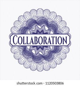 Blue linear rosette with text Collaboration inside