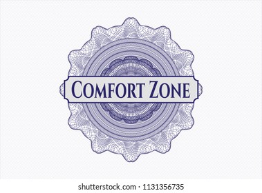 Blue linear rosette with text Comfort Zone inside