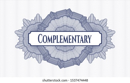 Blue linear rosette with text Complementary inside