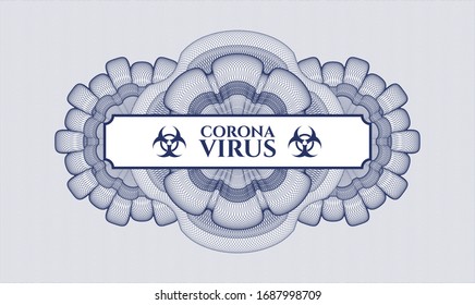 Blue linear rosette with text Coronavirus inside