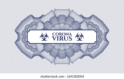 Rosette lineal azul con texto Coronavirus dentro