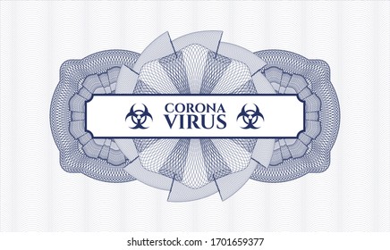 Blue linear rosette with text Coronavirus inside