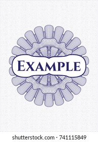 Blue linear rosette with text Example inside