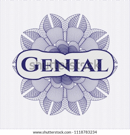 Blue linear rosette with text Genial inside