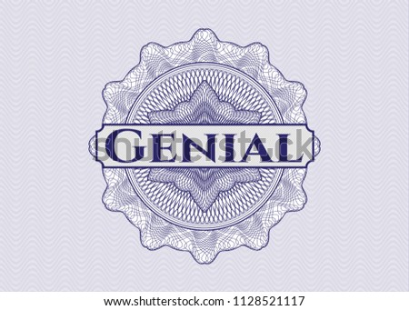 Blue linear rosette with text Genial inside