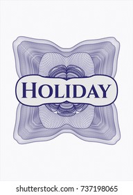 Blue linear rosette with text Holiday inside