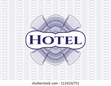  Blue linear rosette with text Hotel inside