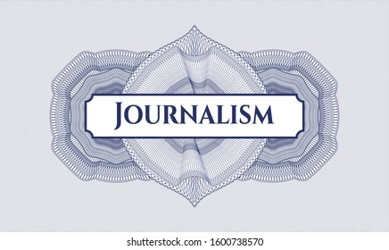 Blue linear rosette with text Journalism inside